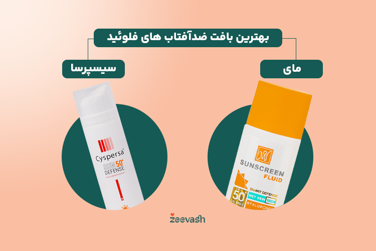ضد آفتاب های فلوئیدی مای و سیسپرسا بافت سبکی دارند و سریع جذب می شوند. 